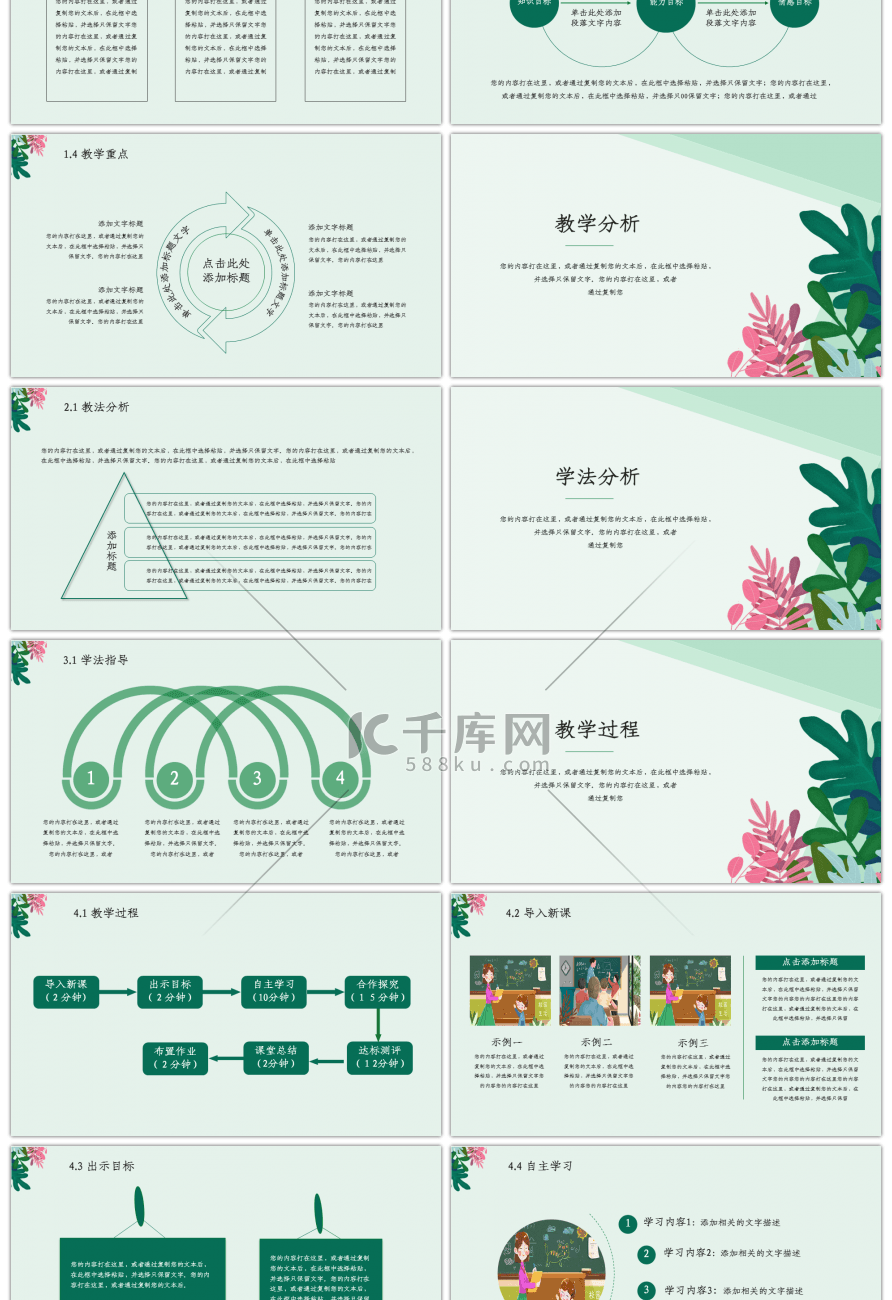 绿色教育教学培训课件通用PPT模板