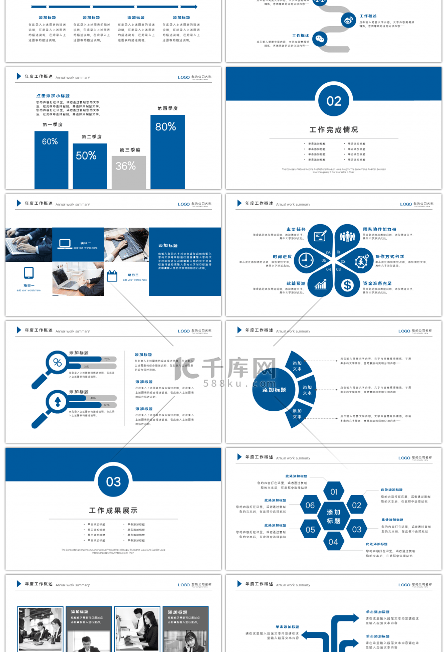 蓝色简约工作计划述职报告PPT模板