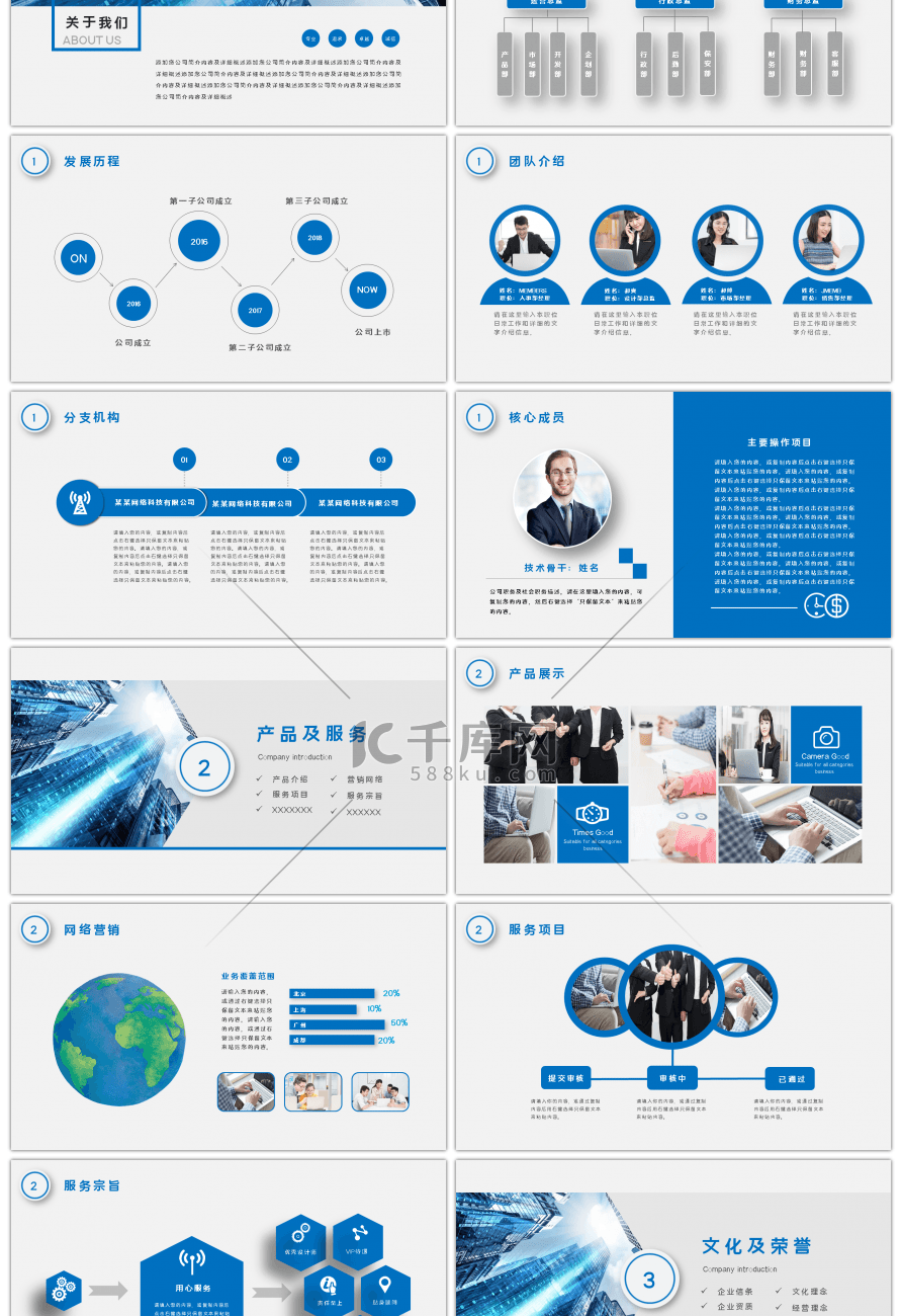商务蓝色大气企业公司介绍PPT模板