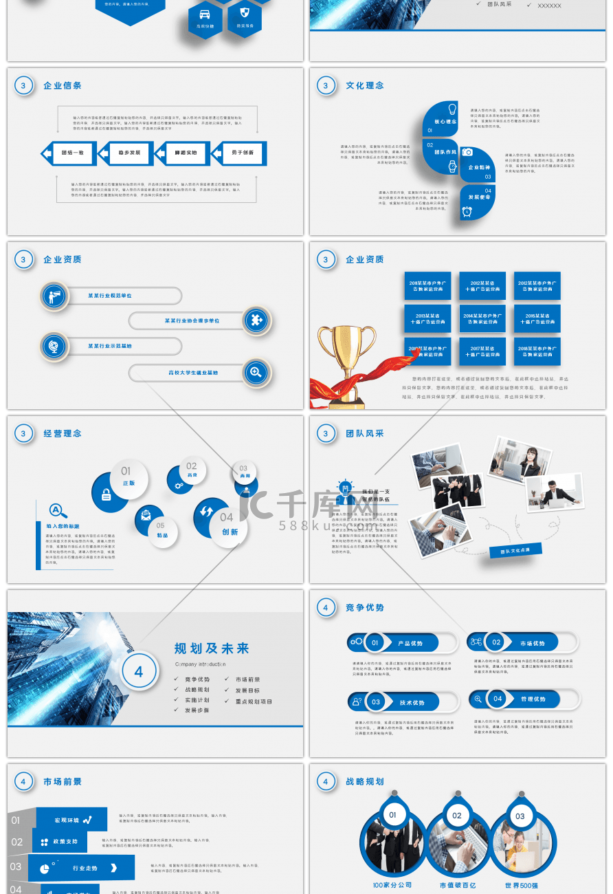 商务蓝色大气企业公司介绍PPT模板