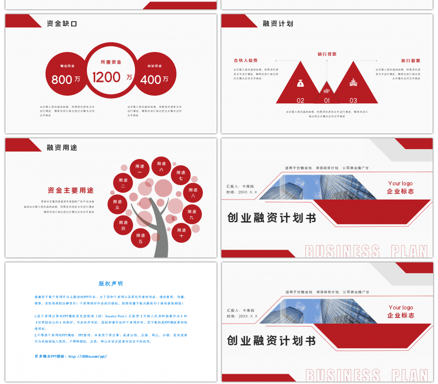 红色商务大气创业融资计划书PPT模板