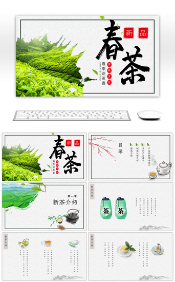 中国风茶叶行业新品上市宣传PPT模板