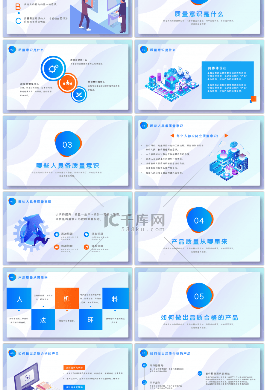 渐变双色商务质量意识提升培训PPT模板