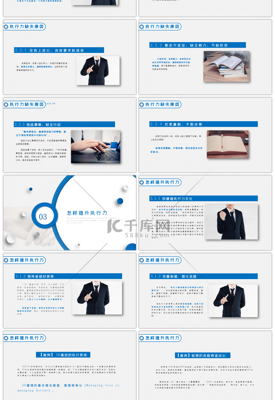 简约商务企业管理培训执行力ppt模板