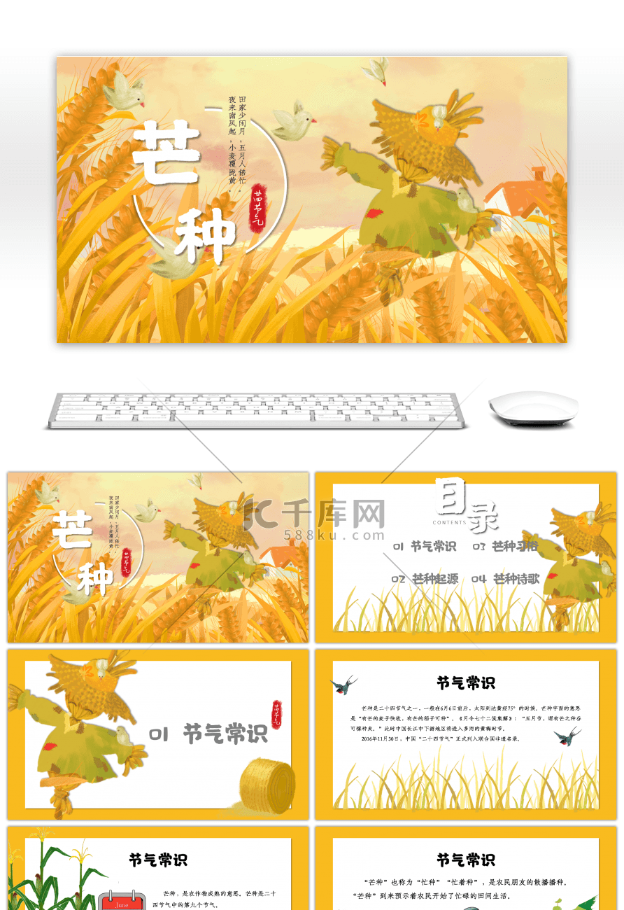 芒种二十四节气传统节日中国风黄色清新节气