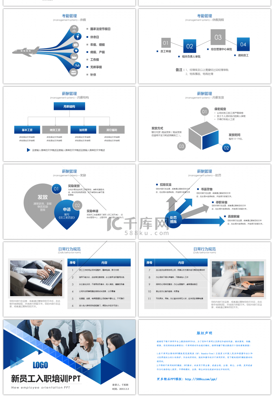 蓝色商务新员工入职培训PPT模板