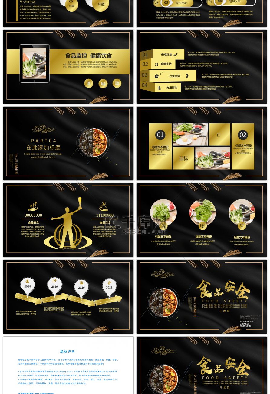 黑金大气食品安全防护PPT模板