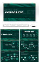 绿色欧式抽象商务通用PPT模板
