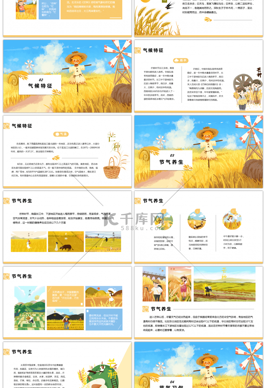 芒种节气介绍小清新通用模板