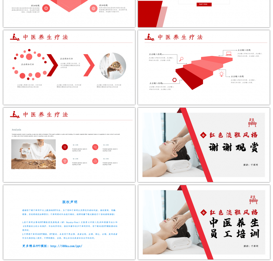 红色淡雅风格中医养培训PPT模板
