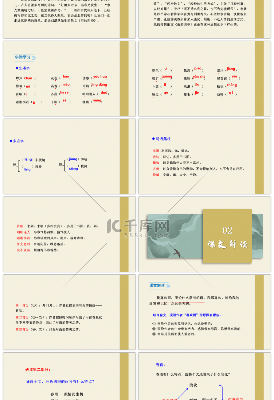 人教版语文七年级上册雨的四季PPT课件