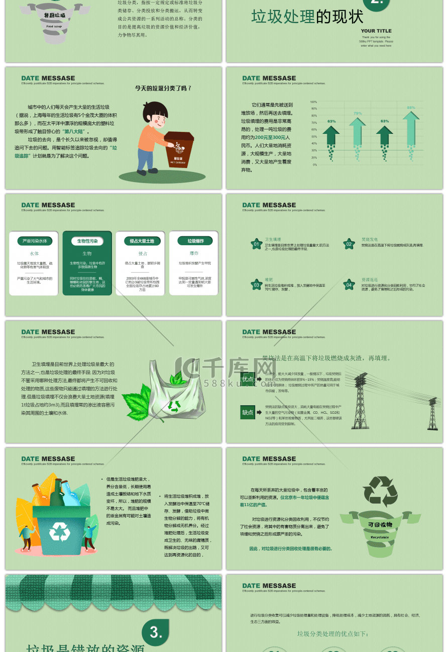 绿色创意垃圾分类宣传活动PPT模板