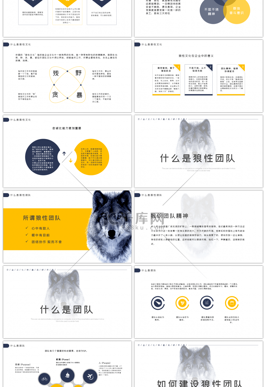 创意狼性精神团队精神培训PPT模板