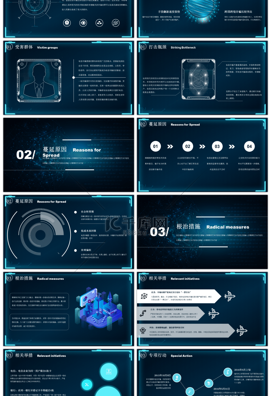 互联网科技风电信防诈骗网络安全PPT模板