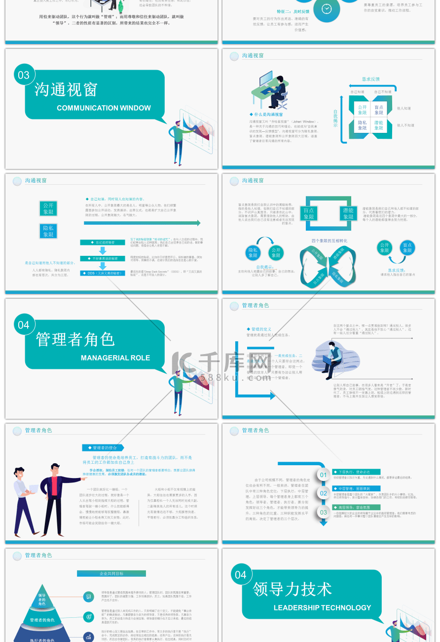 卡通人物商务领导力培训课件PPT模板