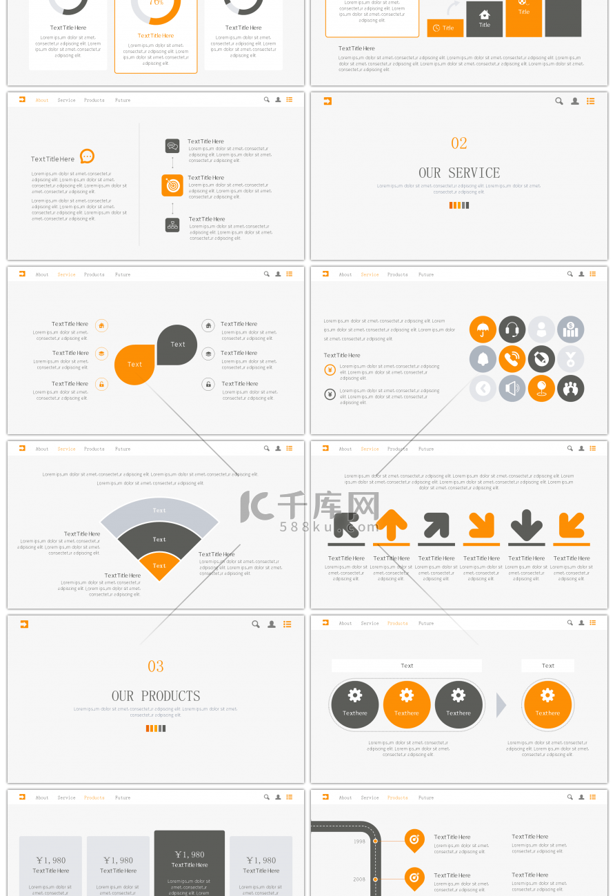 橙色系欧美极简商业项目计划书PPT模板