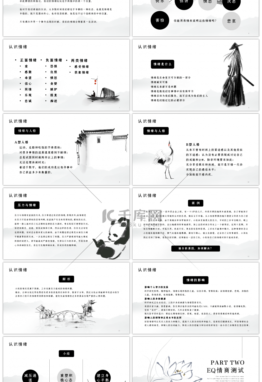 复古水墨中国风情绪管理培训PPT模板