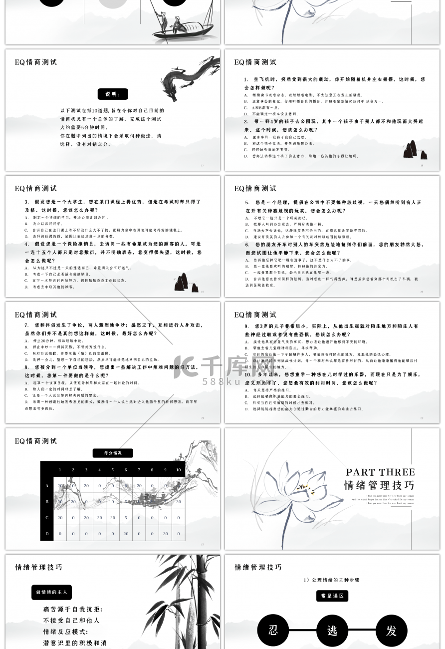 复古水墨中国风情绪管理培训PPT模板