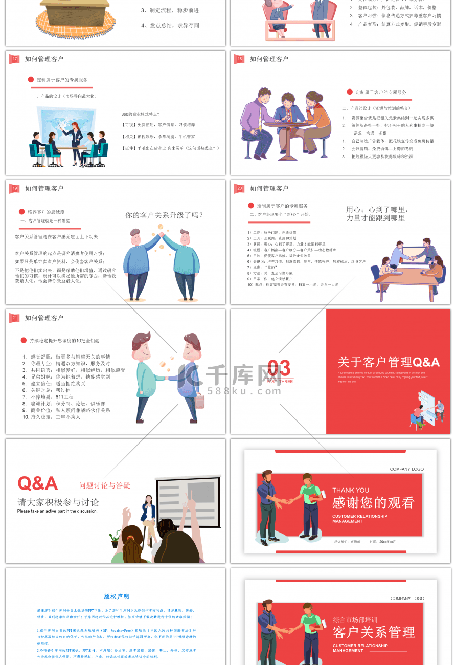 卡通客户关系管理培训PPT模板