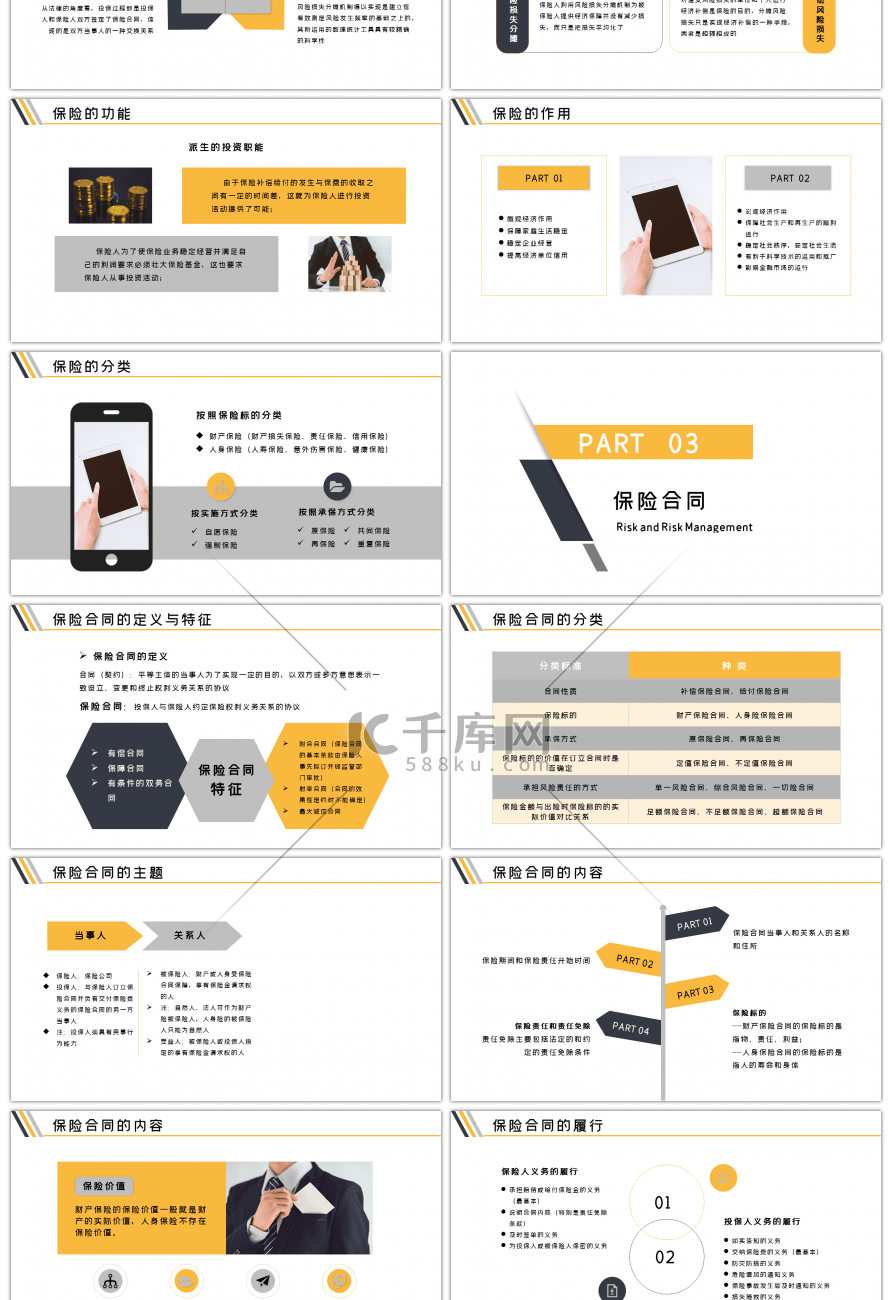 黄色商务保险业务培训PPT模板