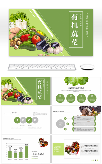 招商营销pptPPT模板_绿色有机食品新鲜主题PPT模板