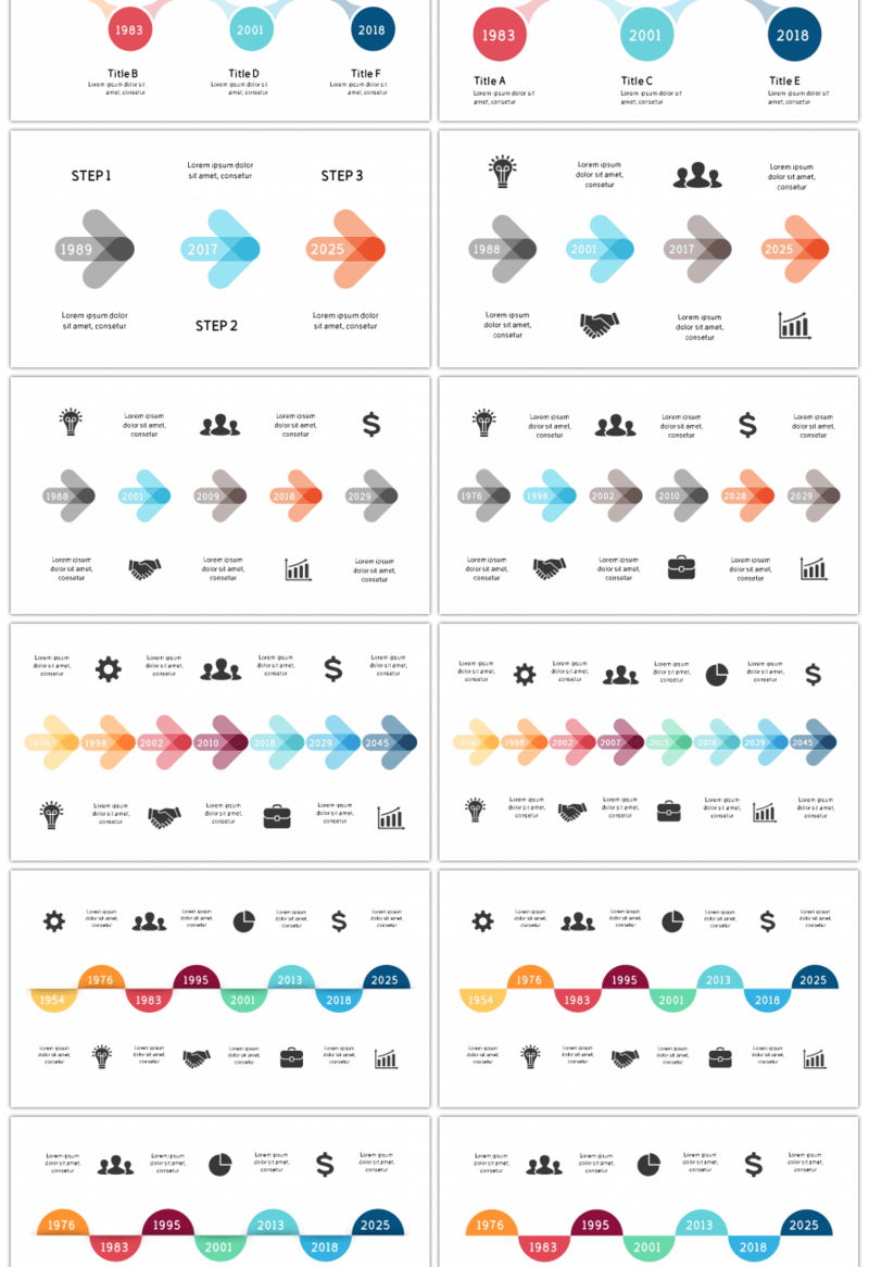 20套多彩简约时间轴PPT图表合集（二）