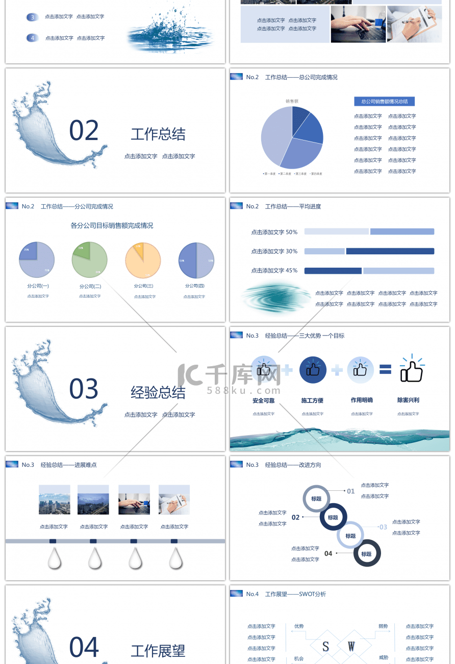 蓝色大气水利工作总结PPT模板
