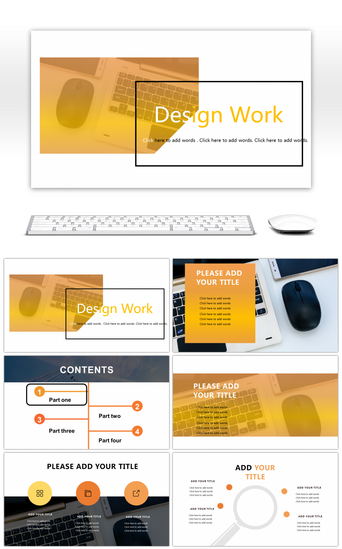 简约商务办公通用PPT模板_黄色渐变简约电脑商务办公通用PPT模板