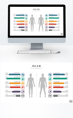 彩色微粒体对比关系单页PPT图表