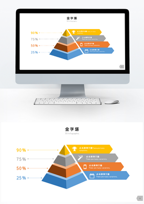 多彩微粒体金字塔单页PPT图表