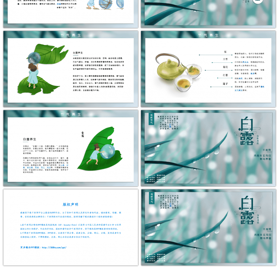 绿色创意小清新白露节气PPT模板