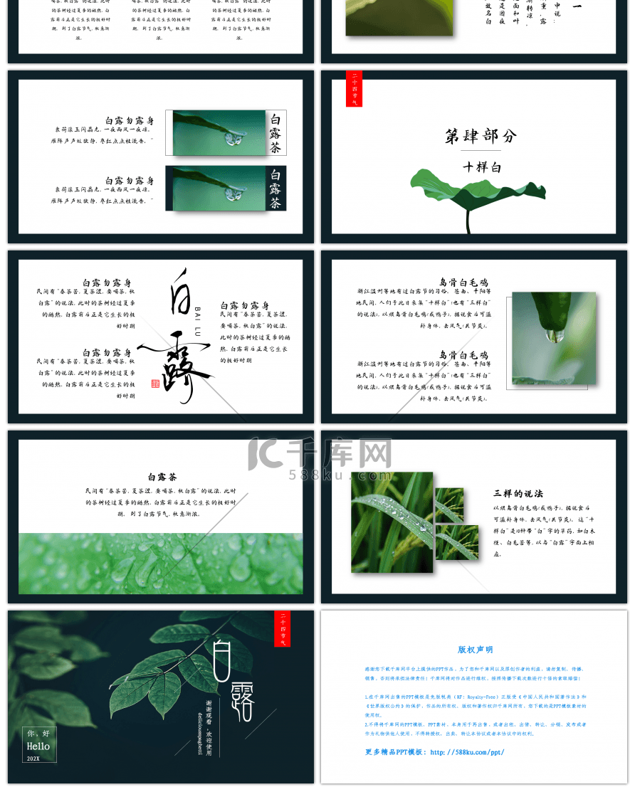 中国风白露二十四节气主题PPT模板
