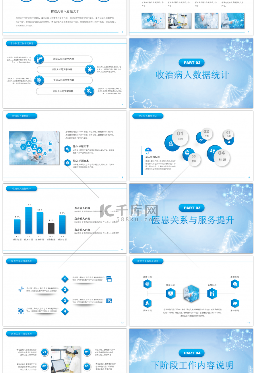 蓝色医疗行业工作汇报PPT模板