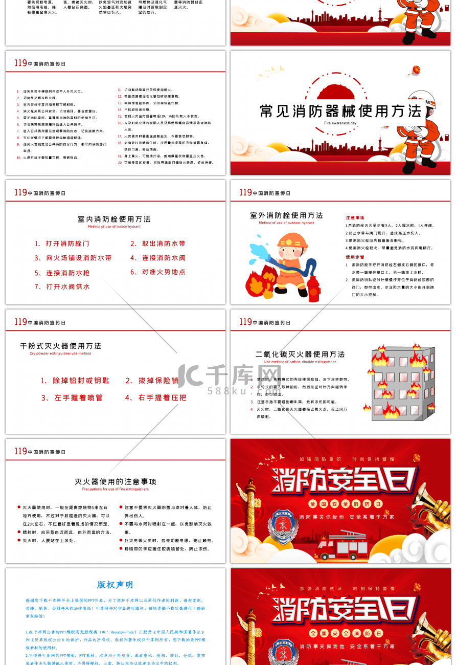 红色大气消防安全日PPT模板