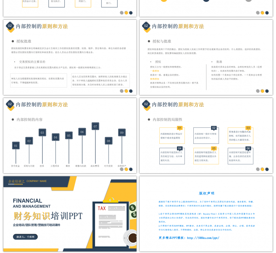 蓝黄简约大气财务知识培训PPT模板