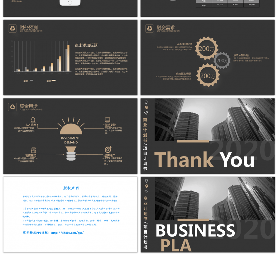 高端金色商务商业计划商业计划书PPT模板