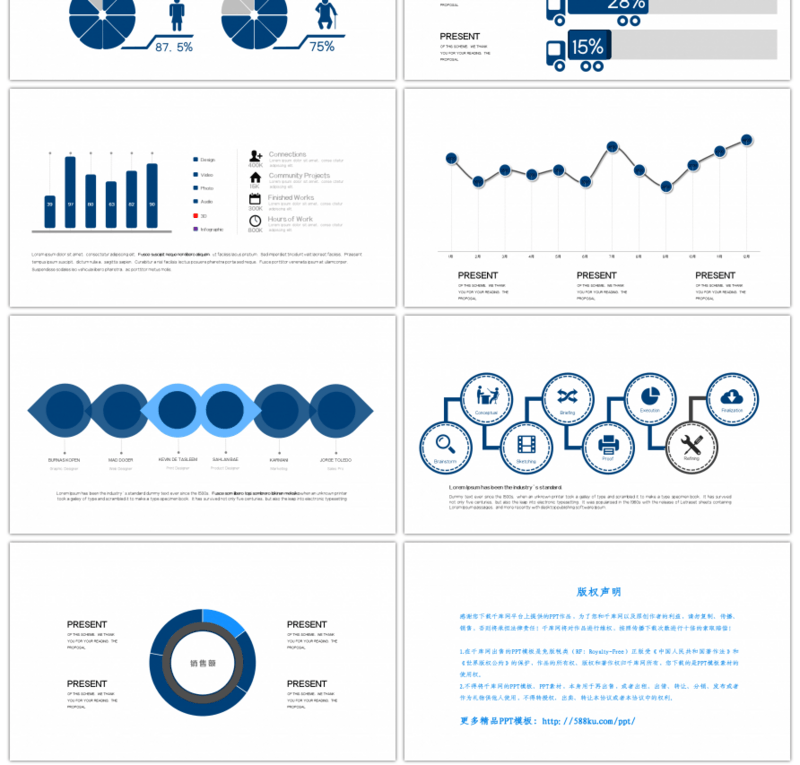 20套蓝色商务PPT图表合集（二）