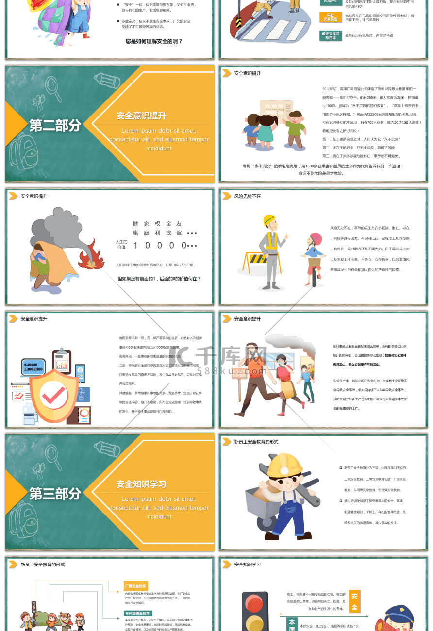 卡通人物风格日常安全教育培训PPT模板