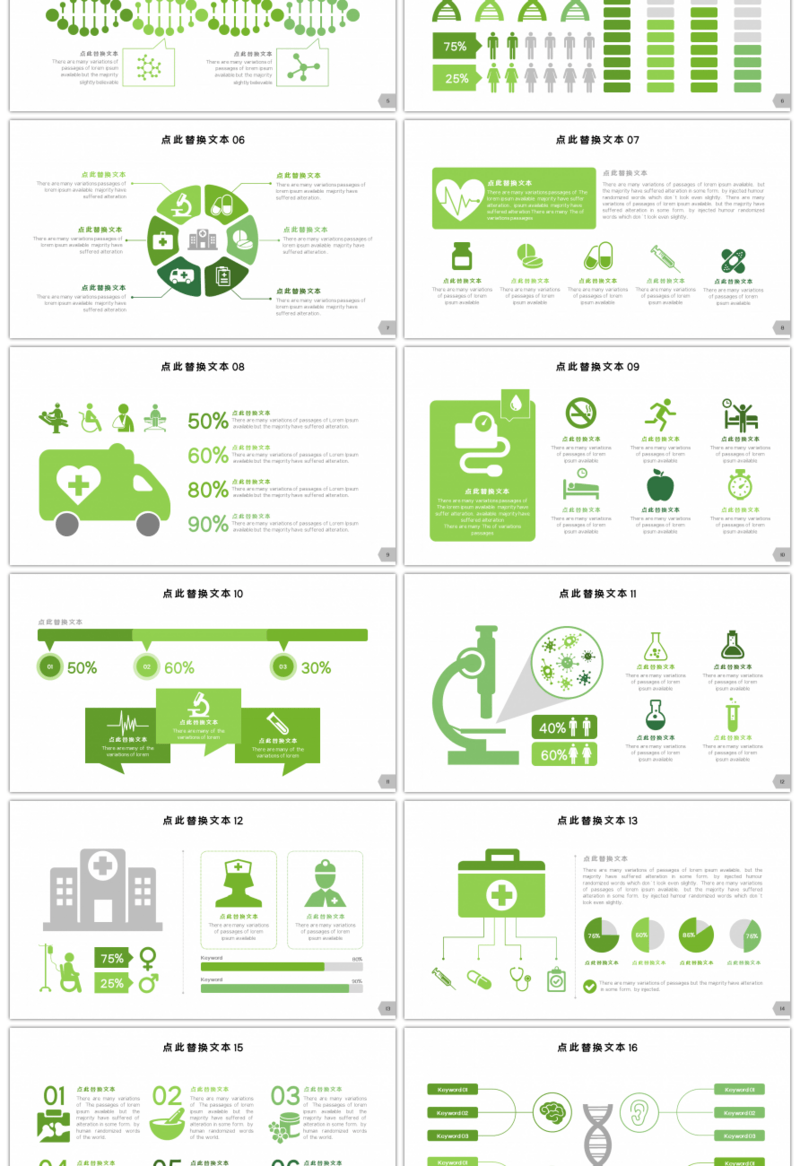 20套绿色医疗商务PPT图表合集（一）