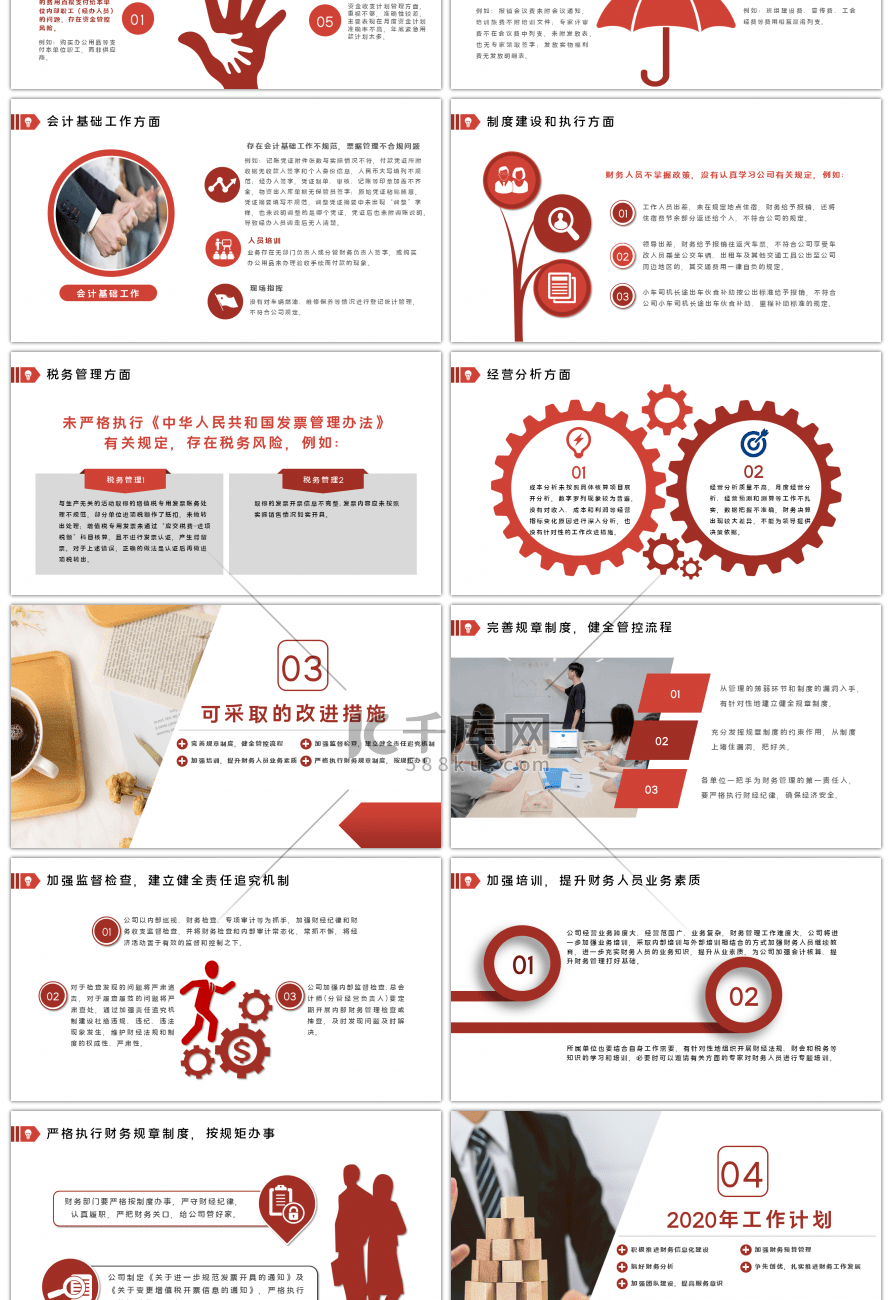 红色商务财务部工作总结PPT模板