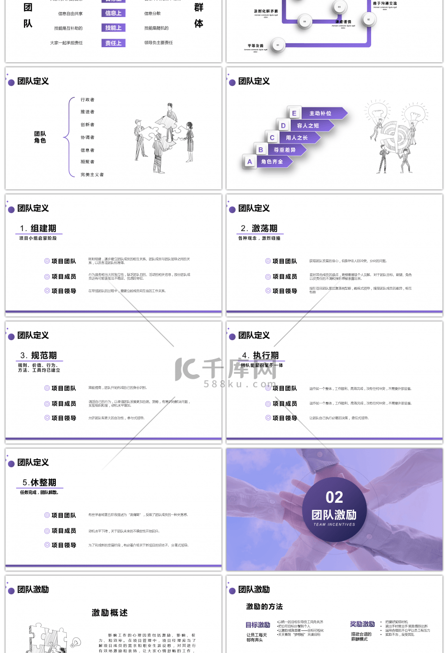 紫色渐变团队精神团队建设与管理PPT模板