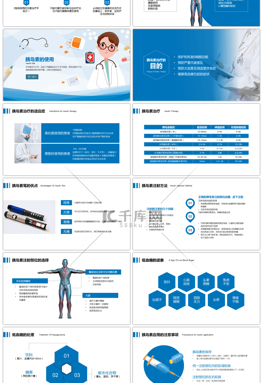 卡通糖尿病健康知识宣教医疗医学PPT模板