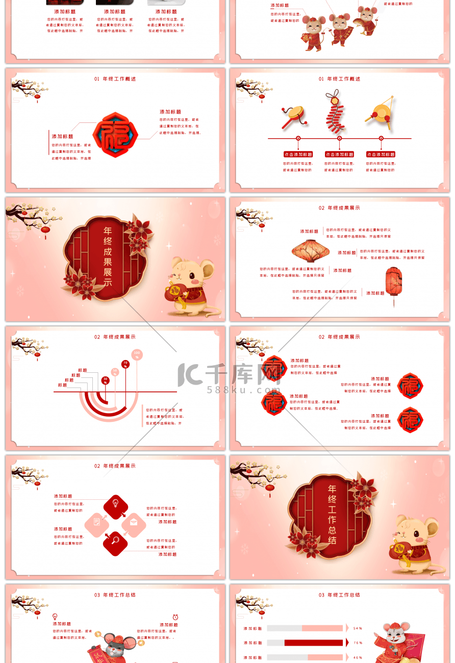 红色创意公司企业年终工作汇报PPT模板