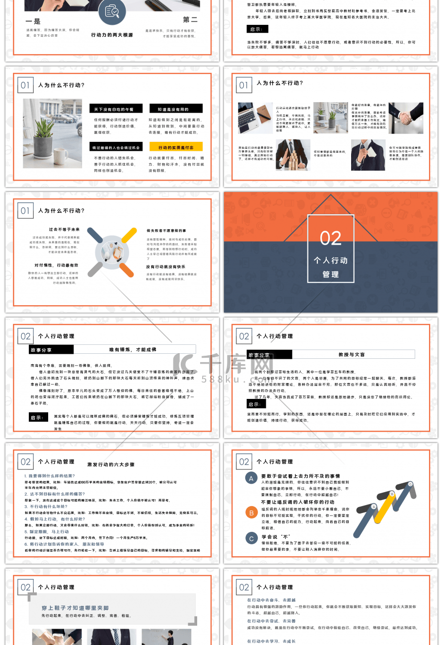 创意活力橙色行动管理企业培训PPT模板