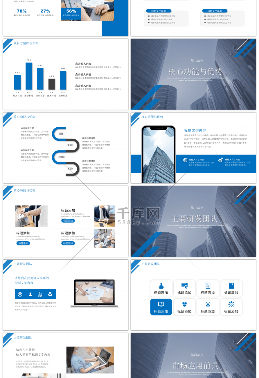 蓝色商务风商业项目报告PPT模板