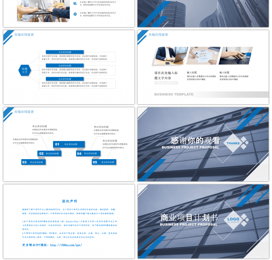 蓝色商务风商业项目报告PPT模板