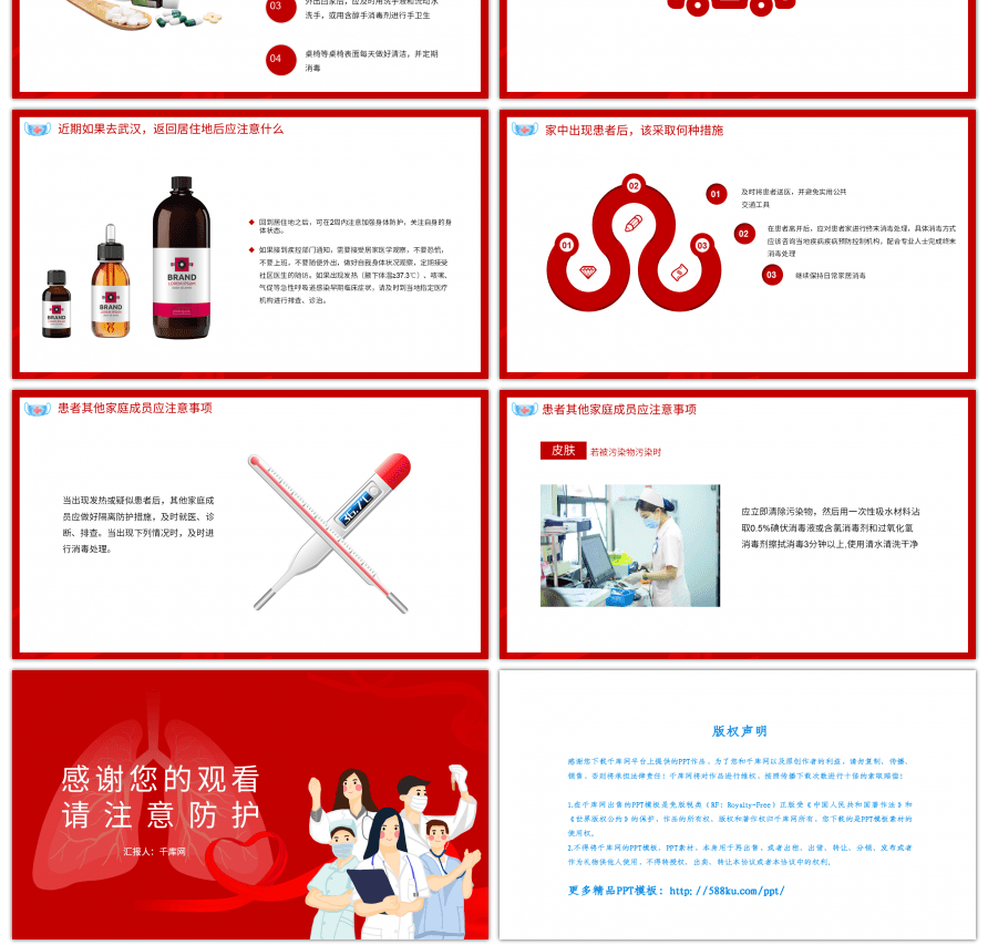 红色医疗新型肺炎冠状病毒预防PPT模板