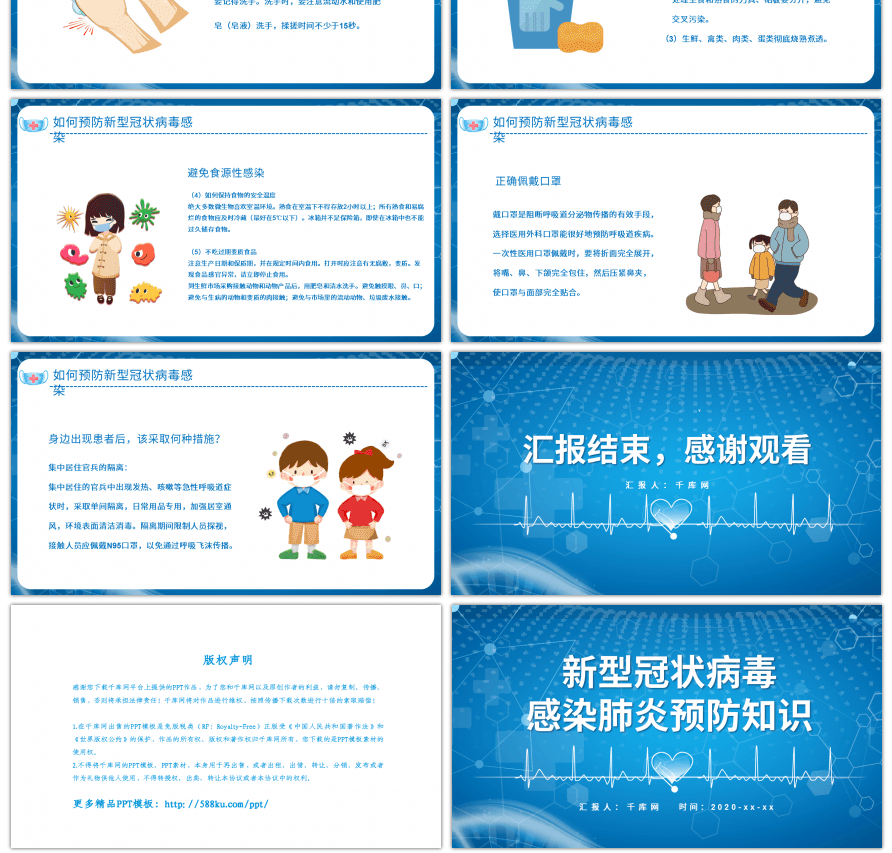 蓝色医疗防控新型冠状病毒课件PPT模板