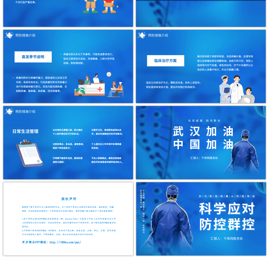 蓝色医疗预防新型冠状病毒方法PPT模板