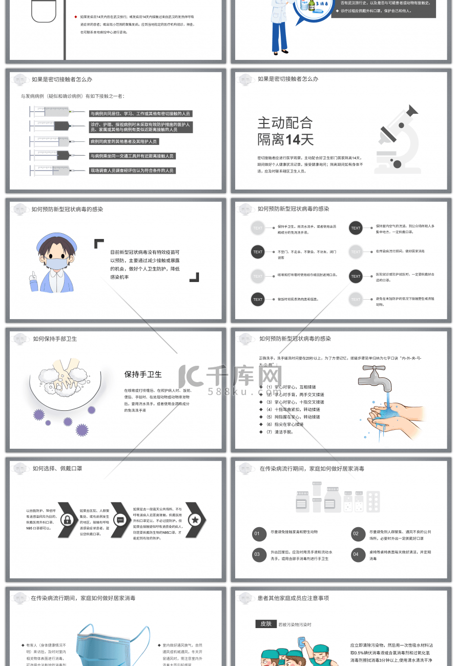 灰色医疗新型肺炎冠状病毒预防PPT模板